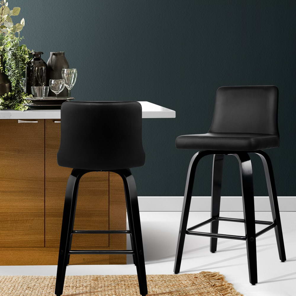Eden (Set of 2) Bar Stools 66cm - Black - Homecoze