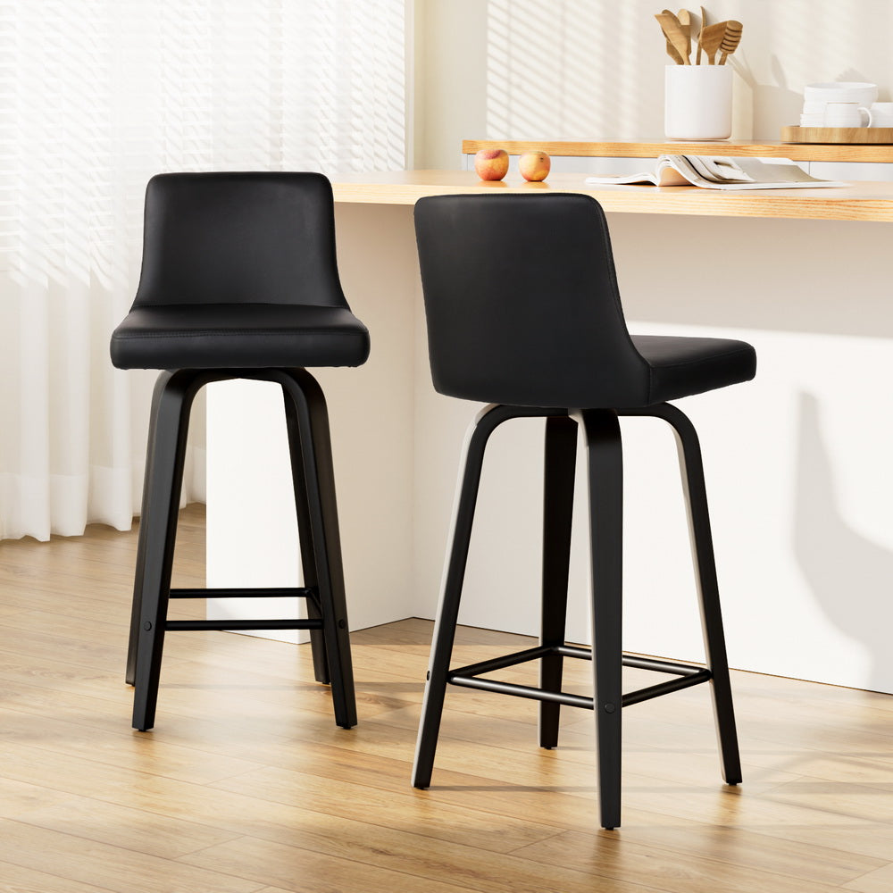 Eden (Set of 2) Bar Stools 66cm - Black - Homecoze
