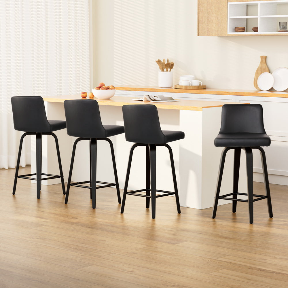 Eden (Set of 4) Bar Stools 66cm - Black - Homecoze