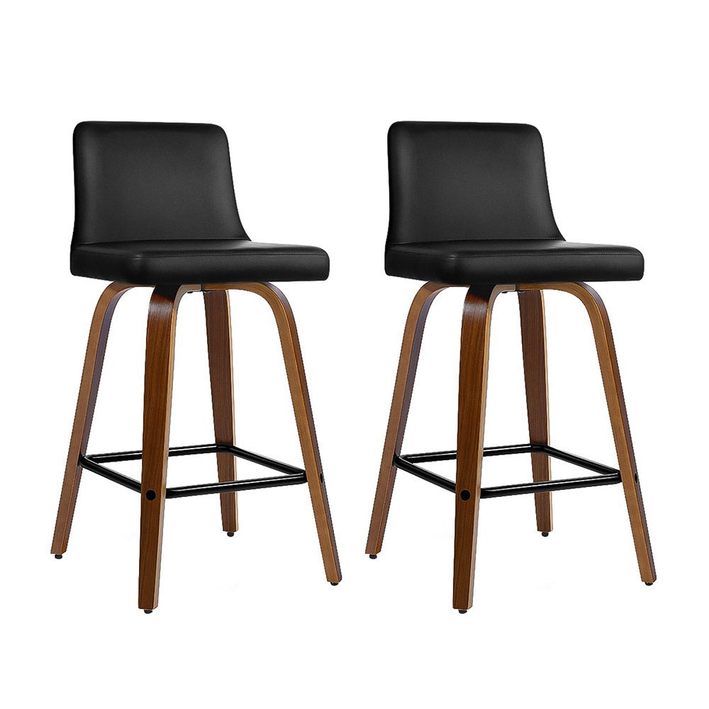Eden (Set of 2) Bar Stools 66cm - Brown & Black - Homecoze