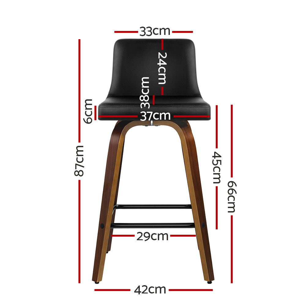 Eden (Set of 2) Bar Stools 66cm - Brown & Black - Homecoze