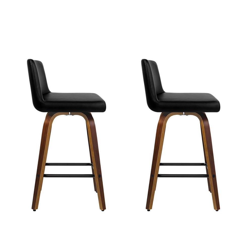 Eden (Set of 2) Bar Stools 66cm - Brown & Black - Homecoze