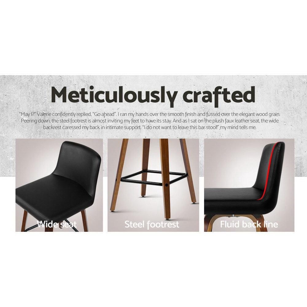 Eden (Set of 2) Bar Stools 66cm - Brown & Black - Homecoze