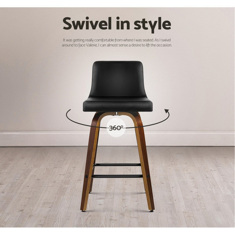Eden (Set of 2) Bar Stools 66cm - Brown & Black - Homecoze
