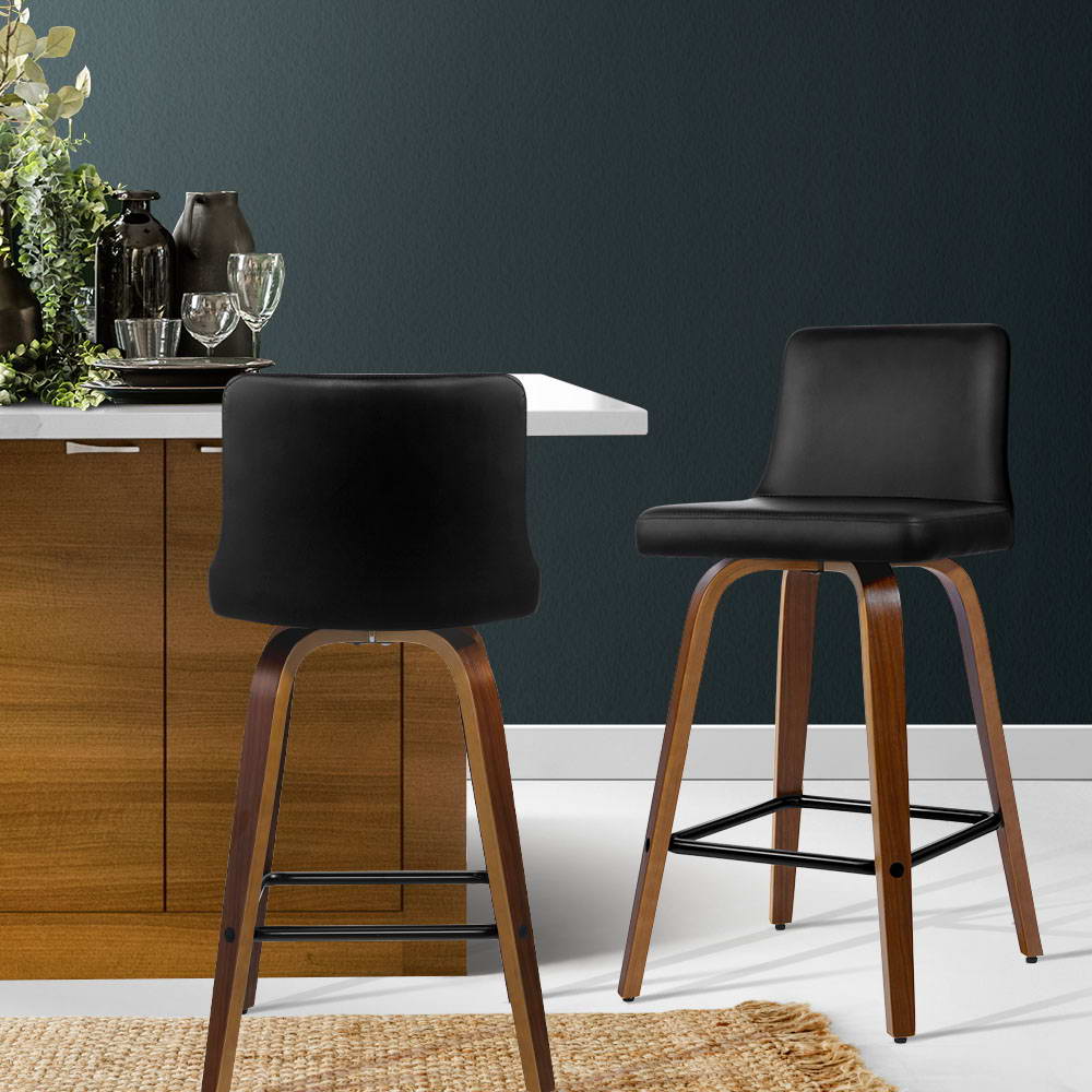 Eden (Set of 2) Bar Stools 66cm - Brown & Black - Homecoze