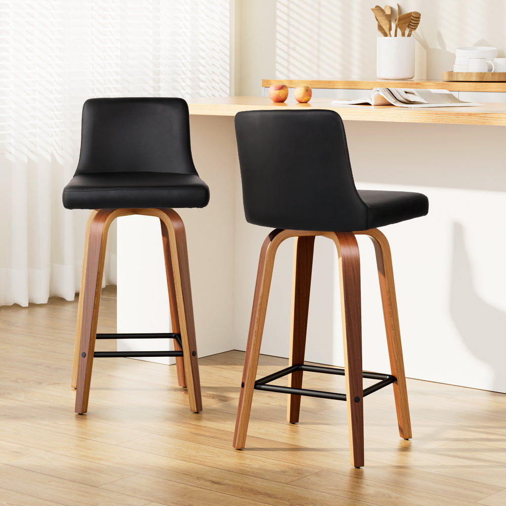 Eden (Set of 2) Bar Stools 66cm - Brown & Black - Homecoze