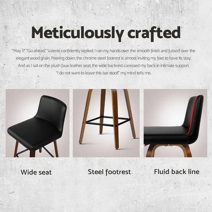 Eden (Set of 4) Bar Stools 66cm - Brown & Black - Homecoze