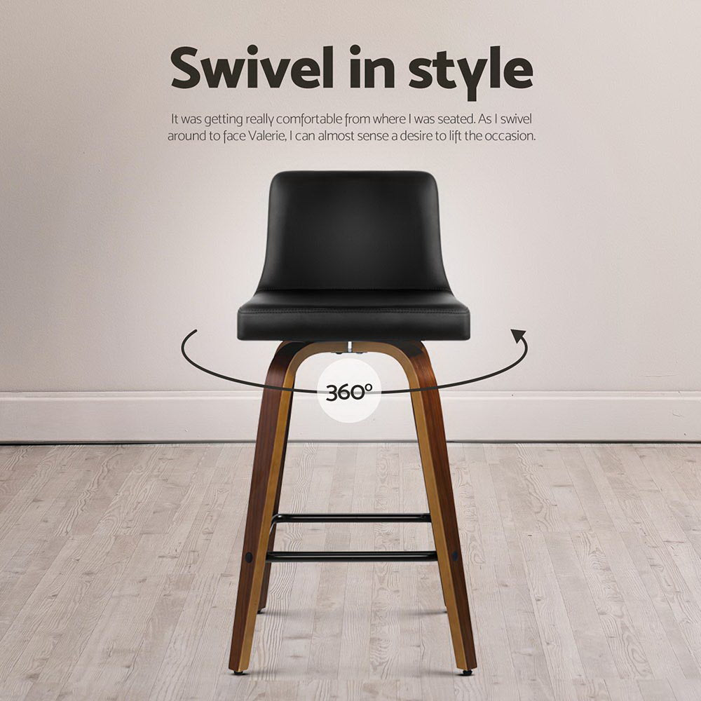 Eden (Set of 4) Bar Stools 66cm - Brown & Black - Homecoze