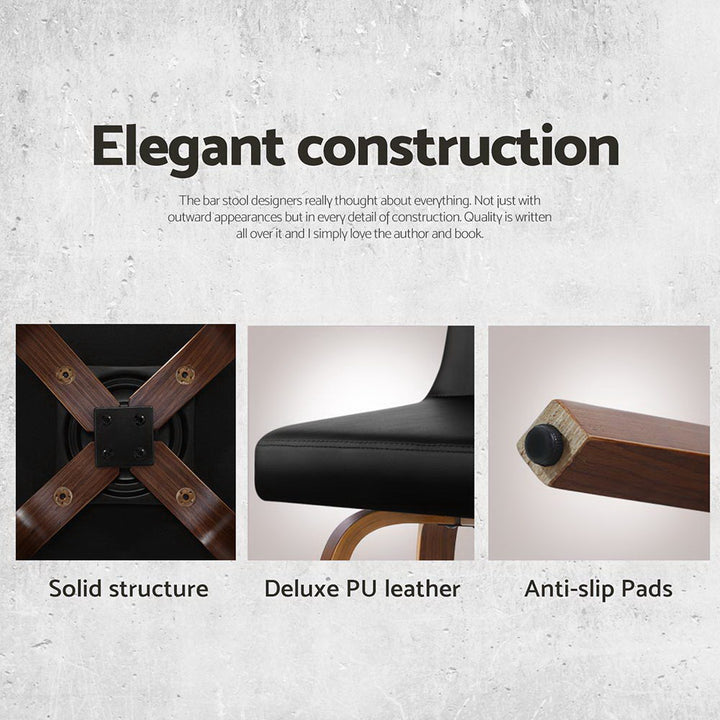 Eden (Set of 4) Bar Stools 66cm - Brown & Black - Homecoze