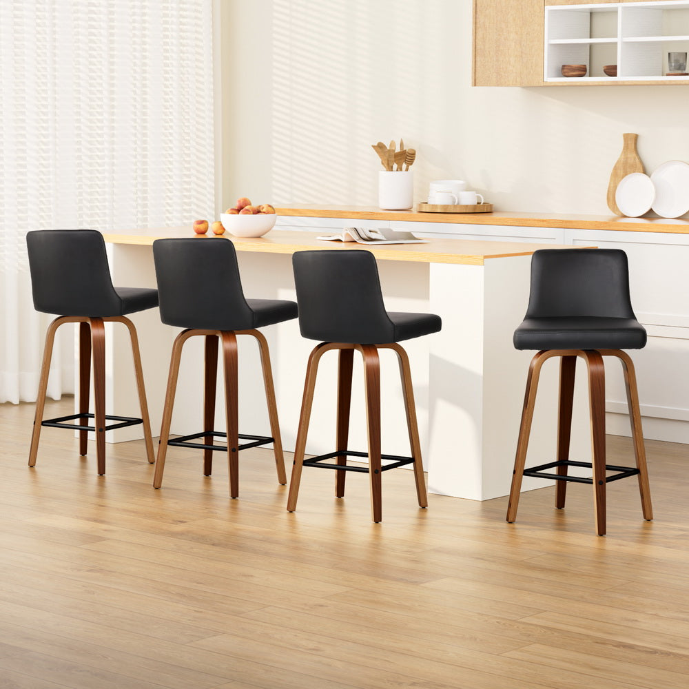 Eden (Set of 4) Bar Stools 66cm - Brown & Black - Homecoze
