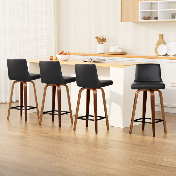 Eden (Set of 4) Bar Stools 66cm - Brown & Black - Homecoze