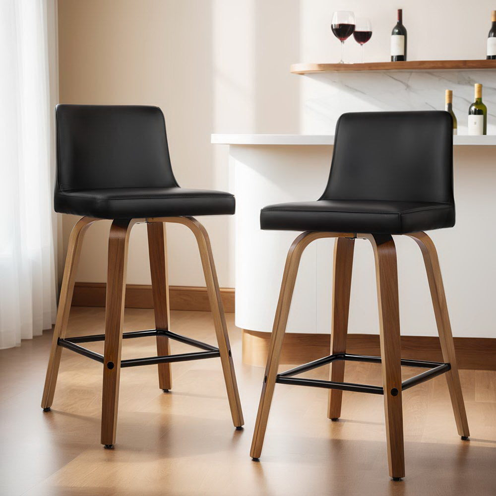 Eden (Set of 4) Bar Stools 66cm - Brown & Black