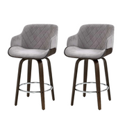 Harper (Set of 2) Velvet Bar Stools 70cm - Grey - Homecoze