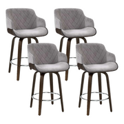 Harper (Set of 4) Velvet Bar Stools 70cm - Grey - Homecoze