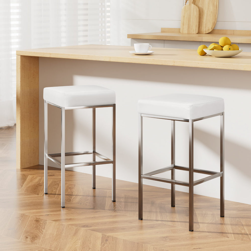 Serena (Set of 2) Bar Stools 69cm - White - Homecoze
