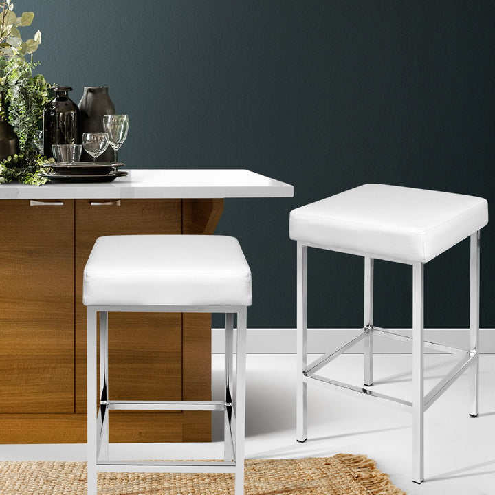 Serena (Set of 2) Bar Stools 69cm - White - Homecoze