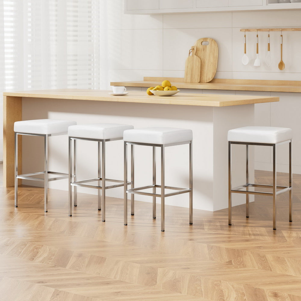 Serena (Set of 4) Bar Stools 69cm - White - Homecoze