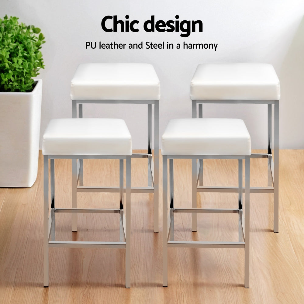 Serena (Set of 4) Bar Stools 69cm - White - Homecoze