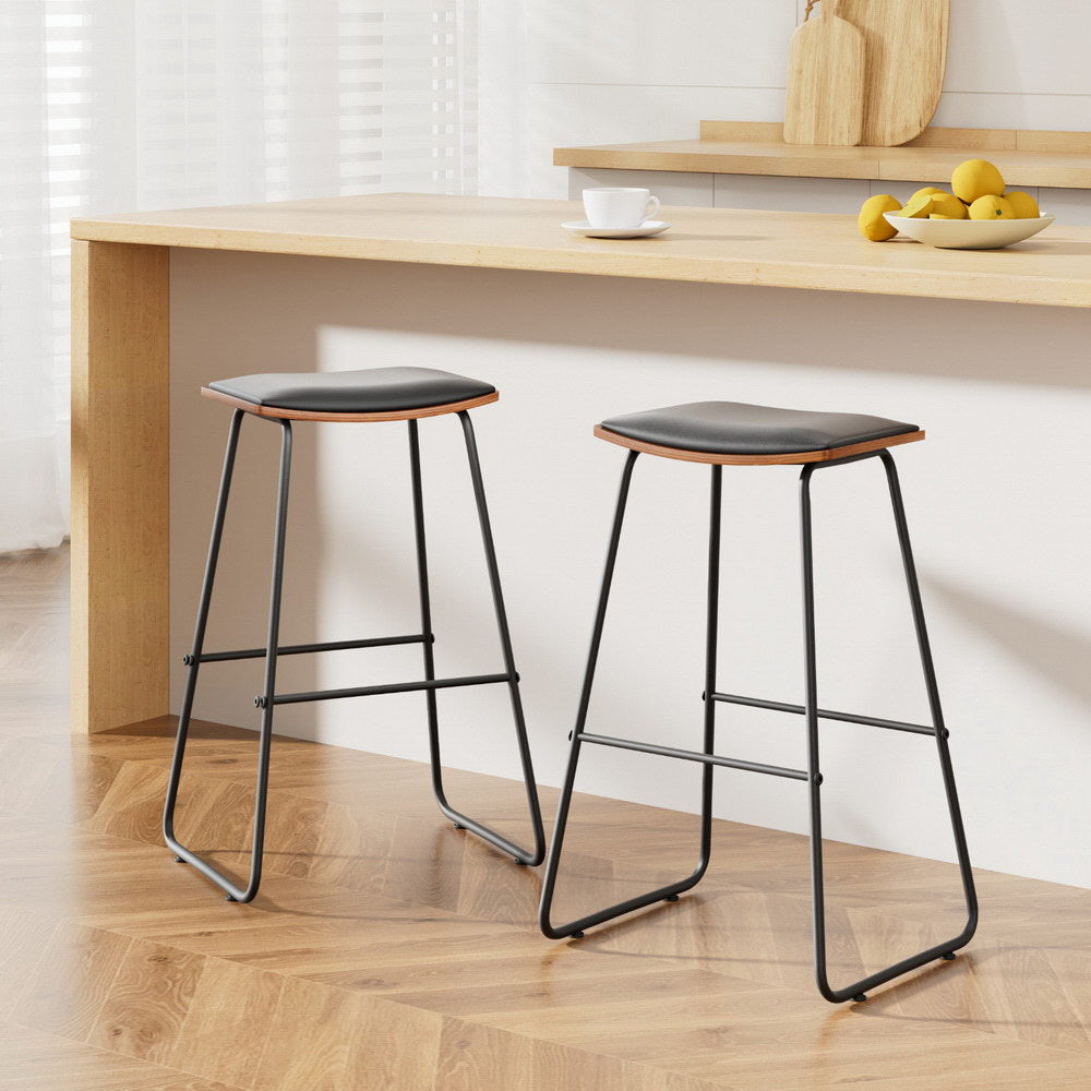 Mia (Set of 2) Bar Stools 76cm - Black - Homecoze