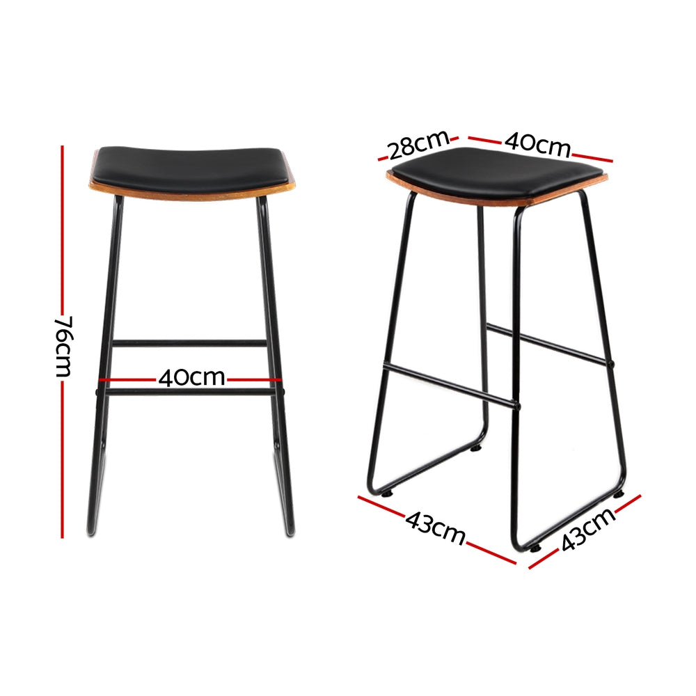 Mia (Set of 2) Bar Stools 76cm - Black - Homecoze