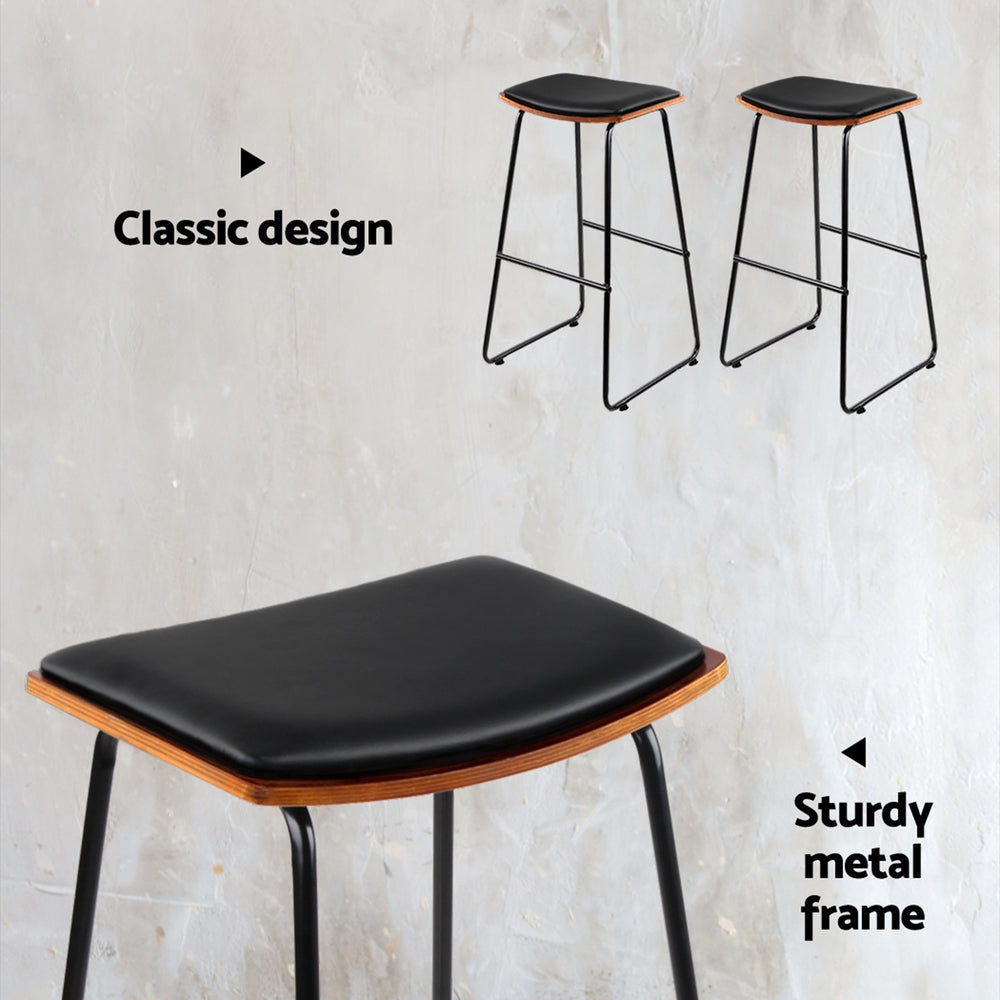 Mia (Set of 2) Bar Stools 76cm - Black - Homecoze