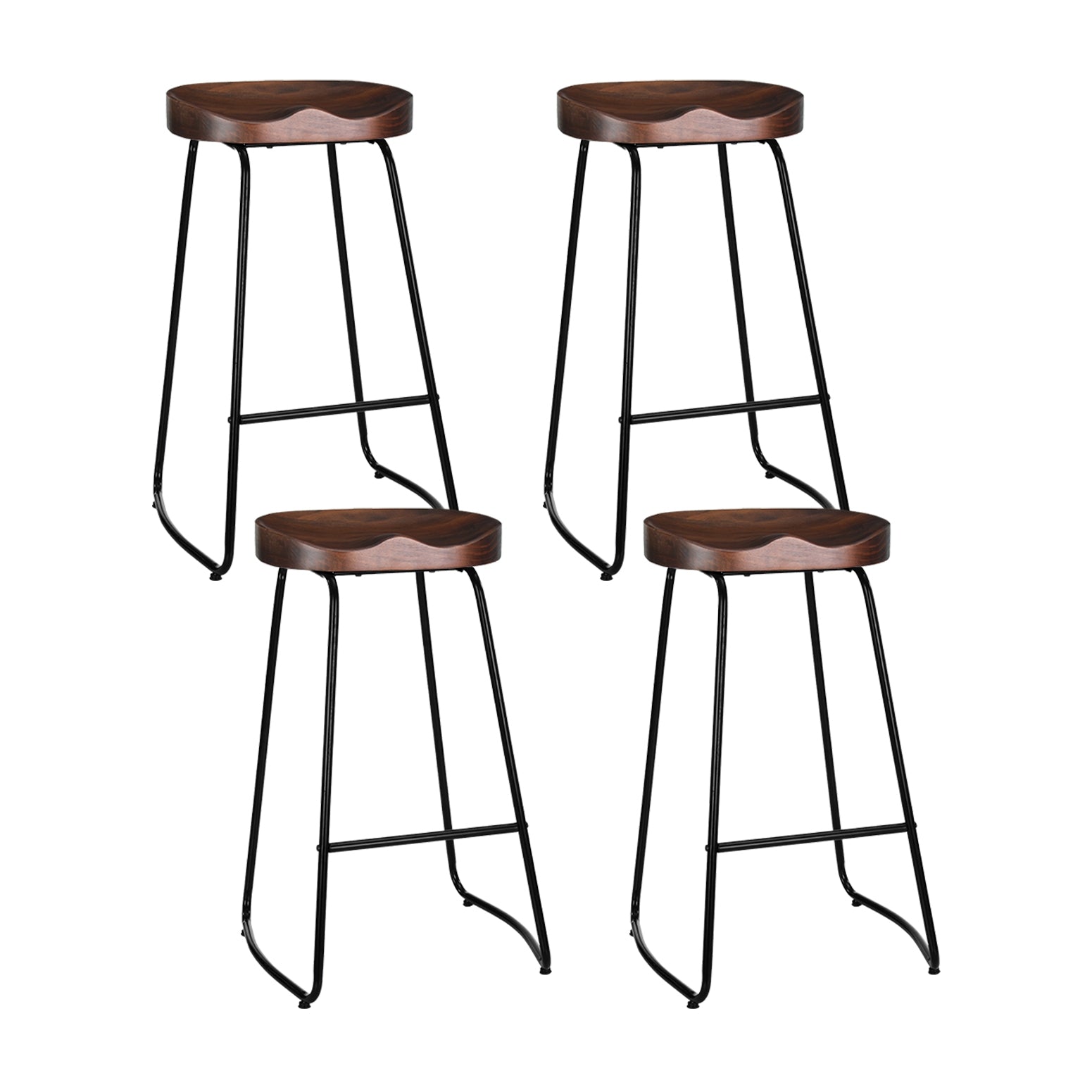 Emerson (Set of 4) Bar Stools 75cm - Dark Wood - Homecoze