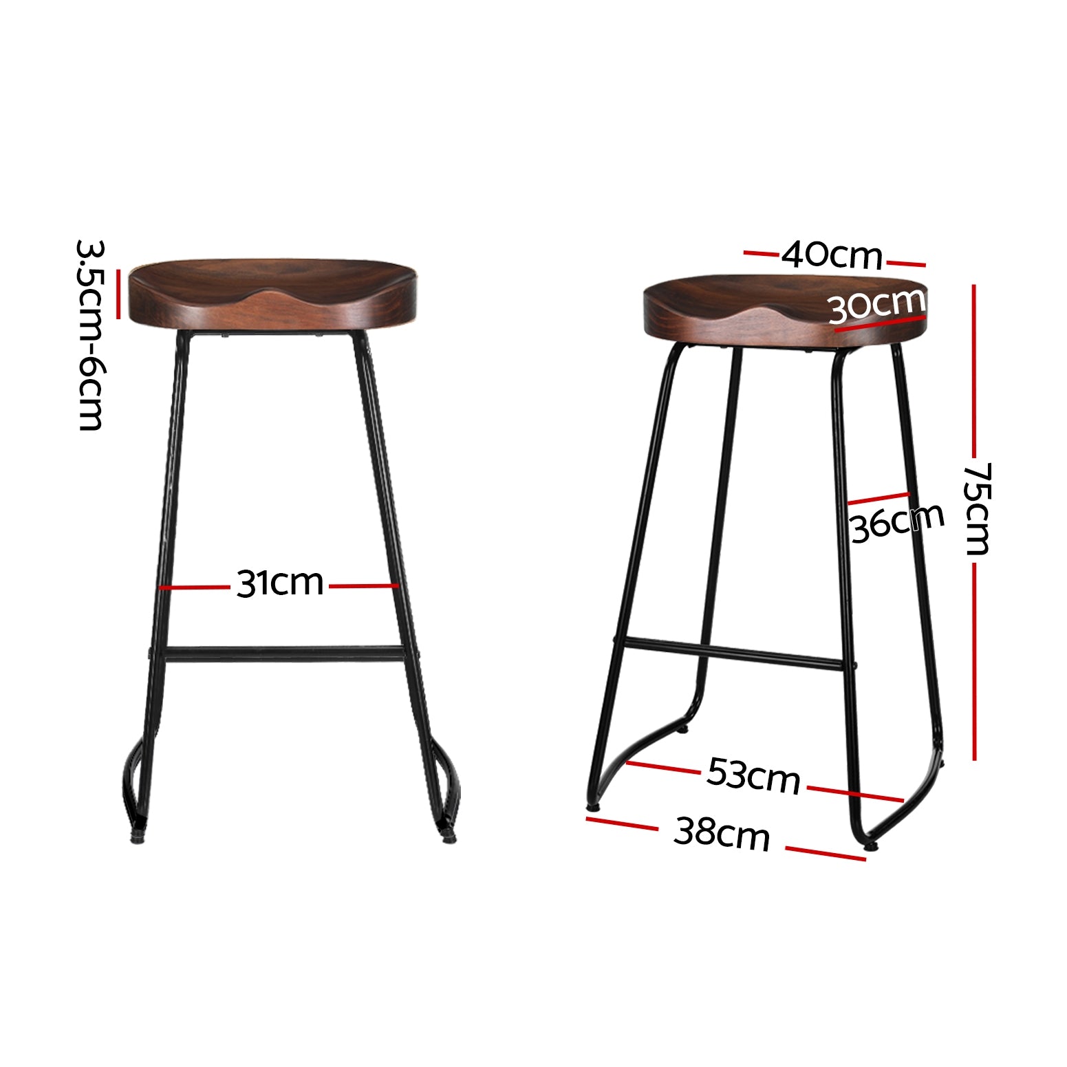 Emerson (Set of 4) Bar Stools 75cm - Dark Wood - Homecoze