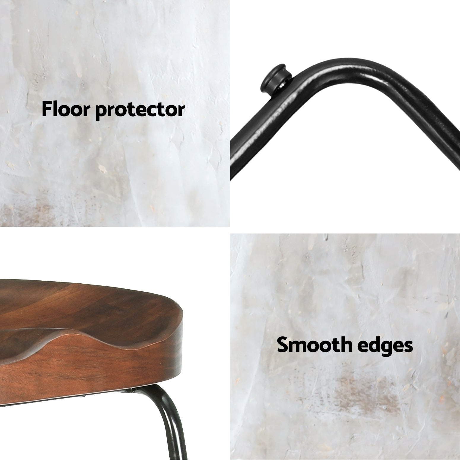 Emerson (Set of 4) Bar Stools 75cm - Dark Wood - Homecoze