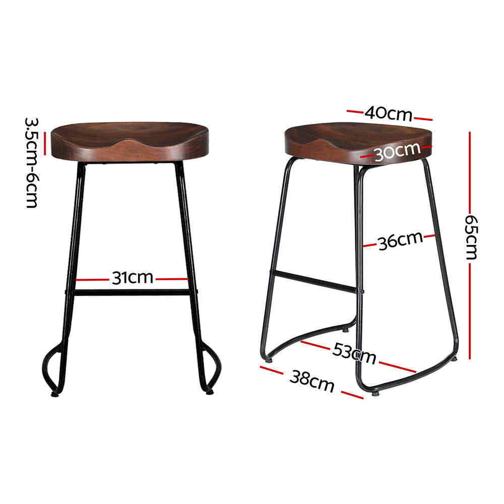 Emerson (Set of 2) Bar Stools 65cm - Dark Wood - Homecoze