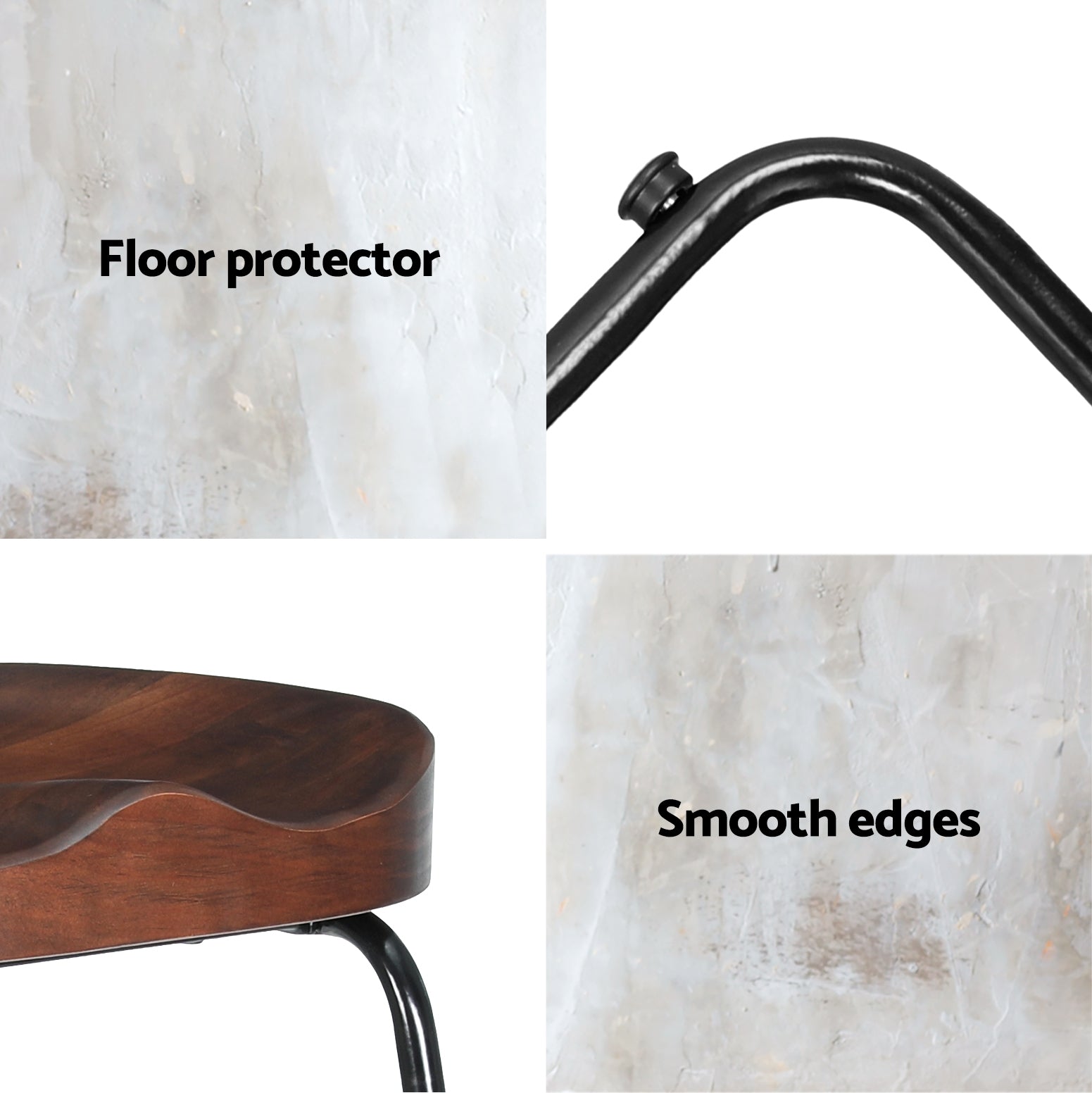Emerson (Set of 2) Bar Stools 65cm - Dark Wood - Homecoze
