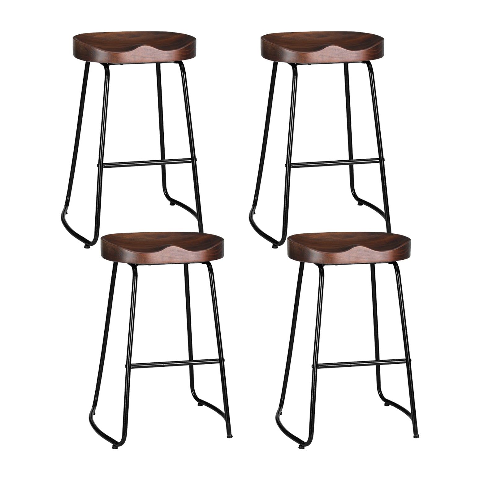 Emerson (Set of 4) Bar Stools 65cm - Dark Wood - Homecoze