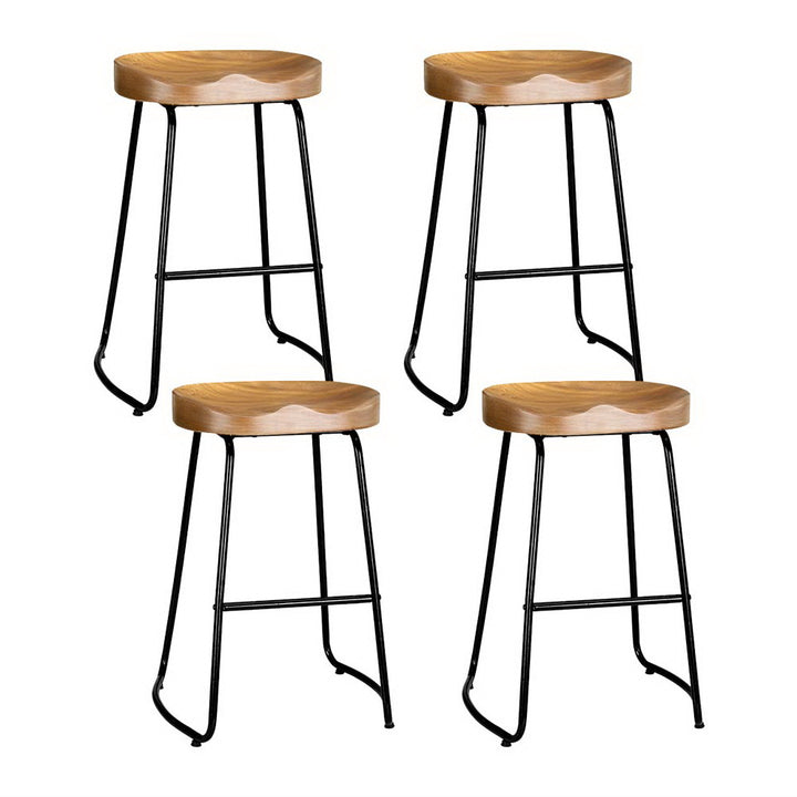 Emerson (Set of 4) Elm Wood Bar Stools 65cm - Natural Homecoze