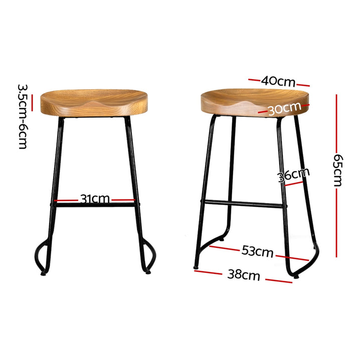 Emerson (Set of 4) Elm Wood Bar Stools 65cm - Natural Homecoze