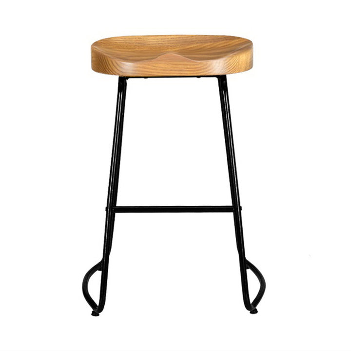 Emerson (Set of 4) Elm Wood Bar Stools 65cm - Natural Homecoze