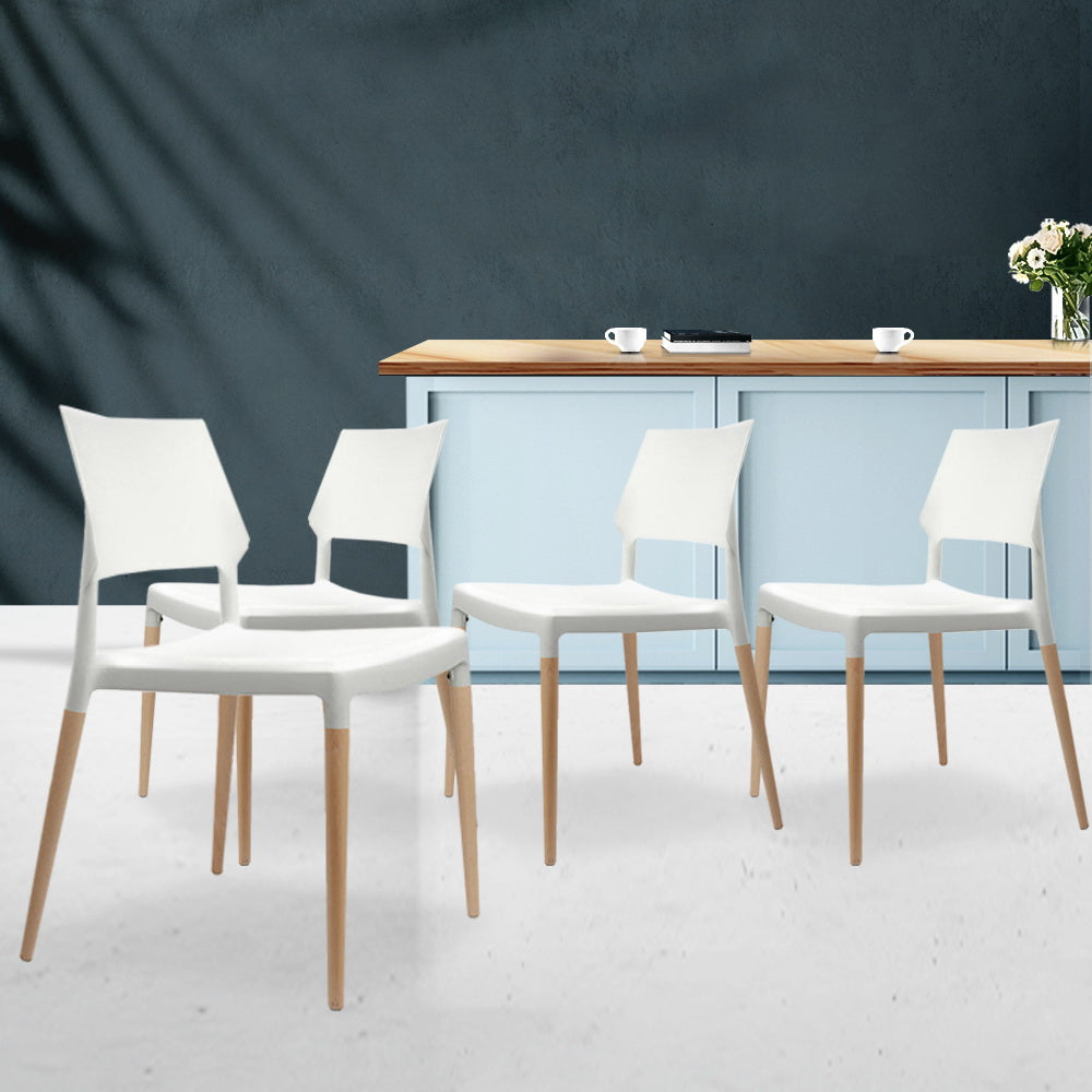 Set of 4 Belloch Replica Wooden Stackable Dining Chairs - White - Homecoze