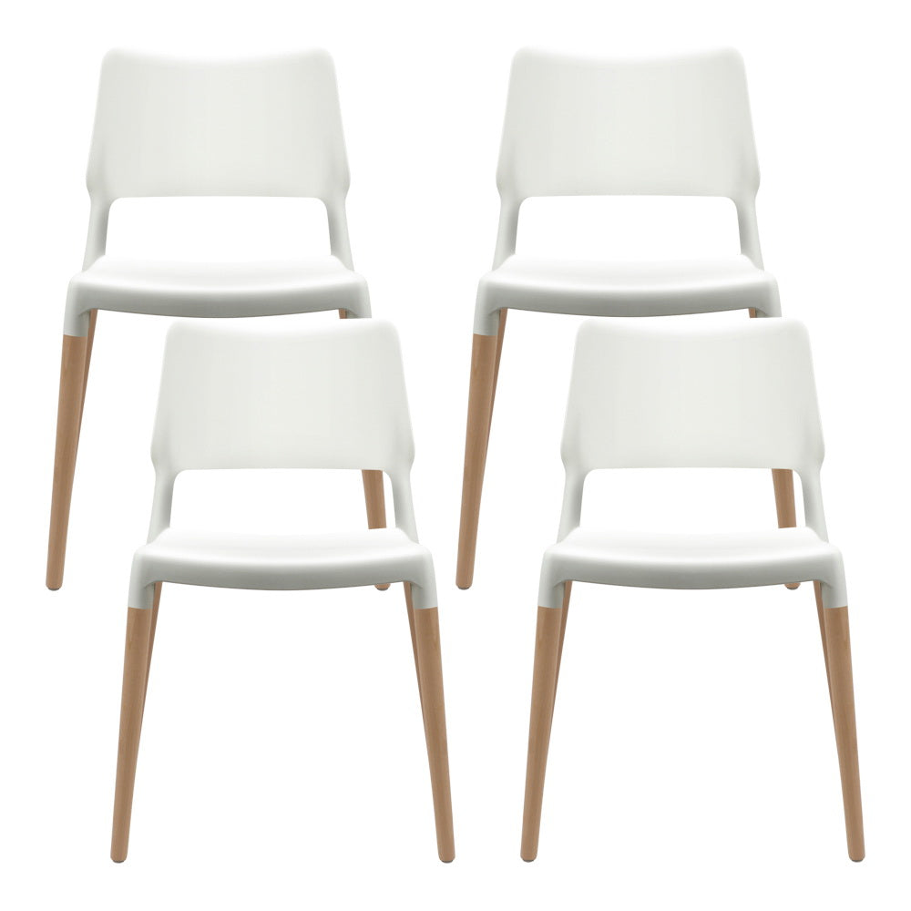 Set of 4 Belloch Replica Wooden Stackable Dining Chairs - White - Homecoze