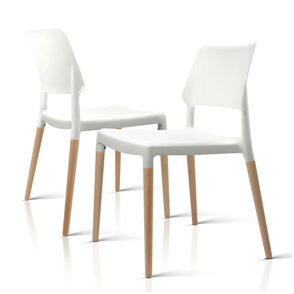 Set of 4 Belloch Replica Wooden Stackable Dining Chairs - White - Homecoze