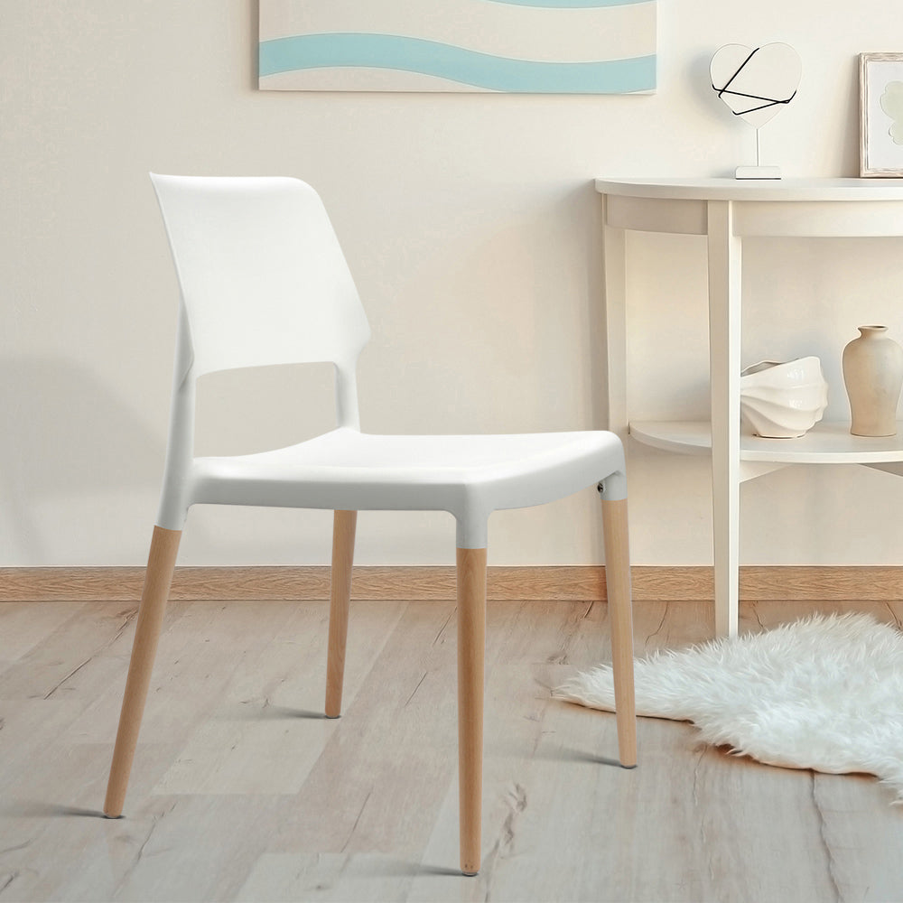 Set of 4 Belloch Replica Wooden Stackable Dining Chairs - White - Homecoze