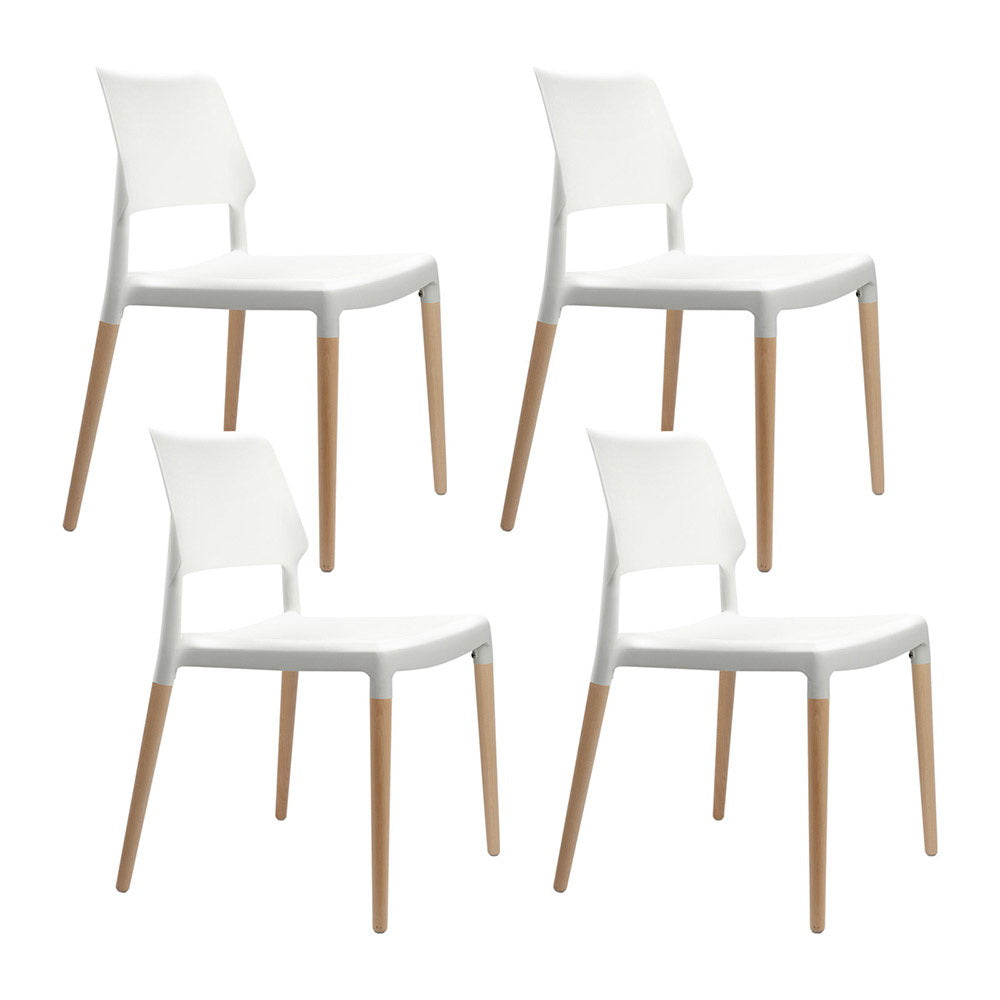 Set of 4 Belloch Replica Wooden Stackable Dining Chairs - White - Homecoze