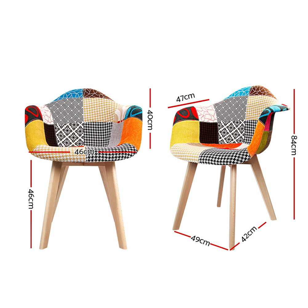 Set of 2 Fabric Dining Chairs - Multicoloured - Homecoze