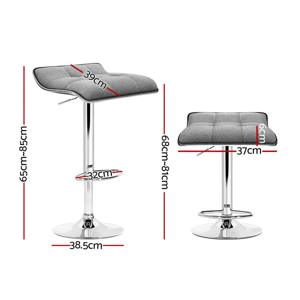 Vera (Set of 2) Wave Bar Stools - Grey - Homecoze