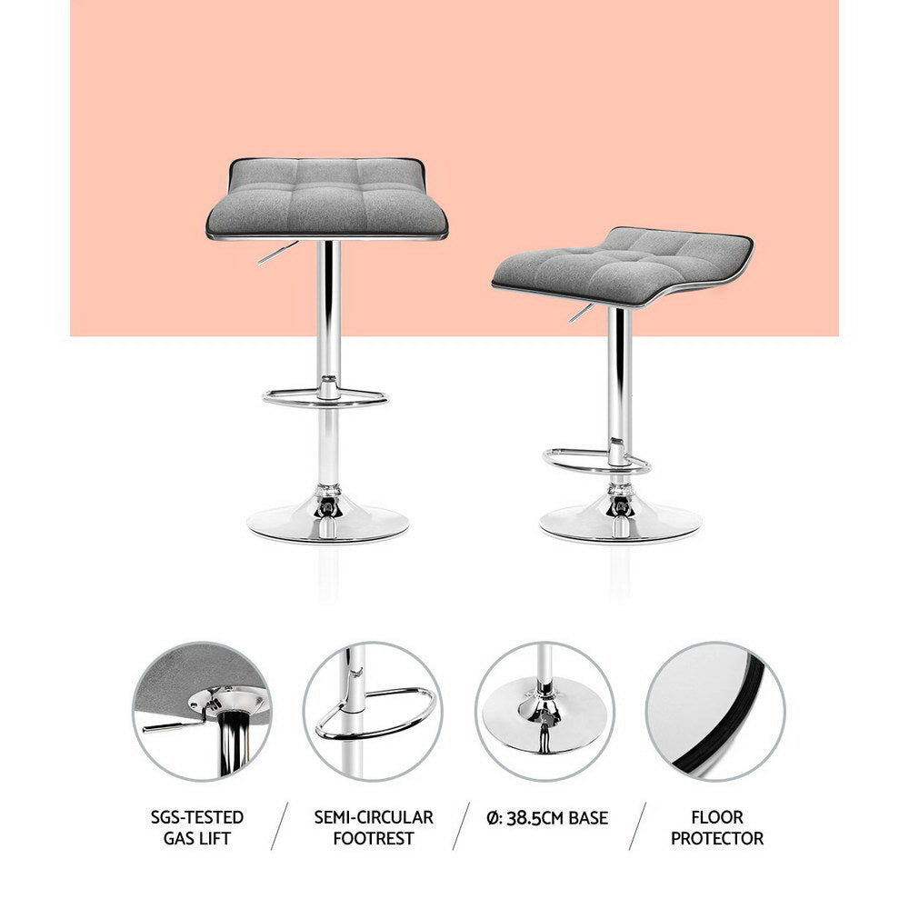 Vera (Set of 2) Wave Bar Stools - Grey - Homecoze