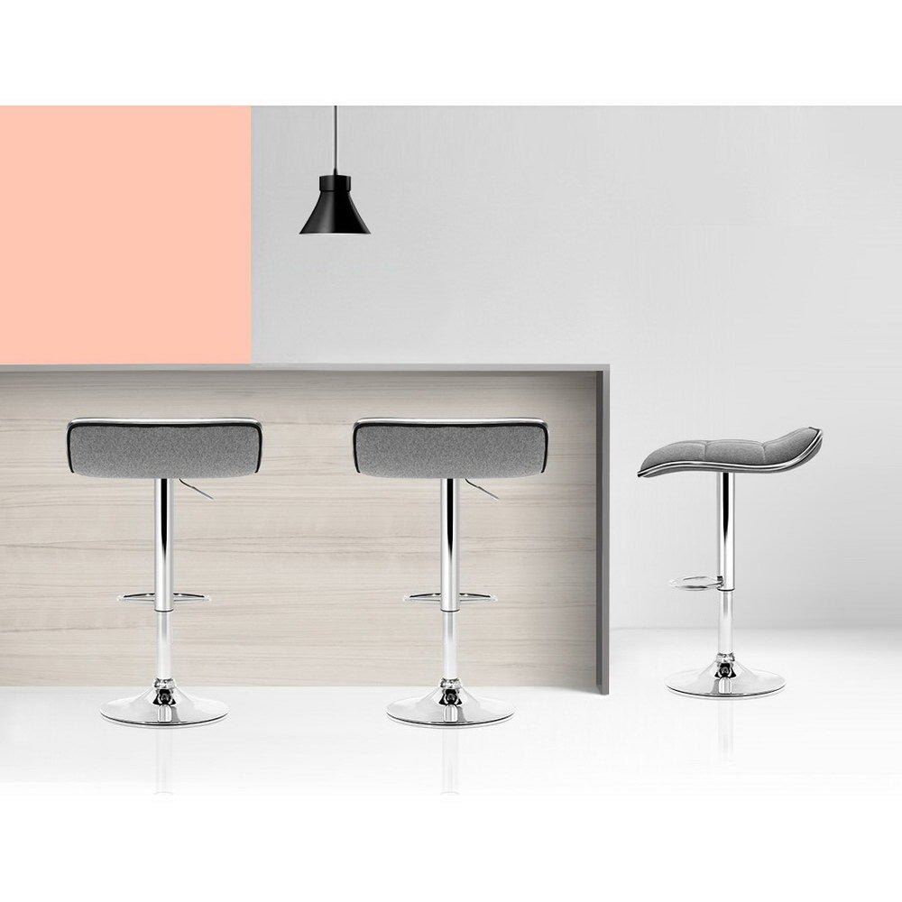 Vera (Set of 2) Wave Bar Stools - Grey - Homecoze