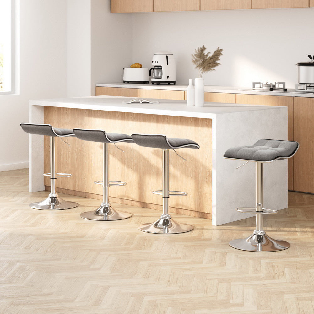 Vera (Set of 4) Wave Bar Stools - Grey - Homecoze