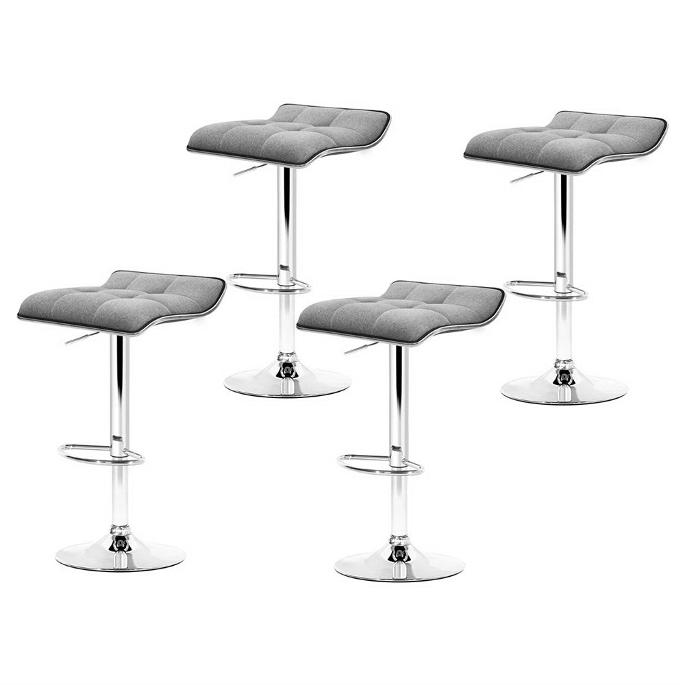 Vera (Set of 4) Wave Bar Stools - Grey