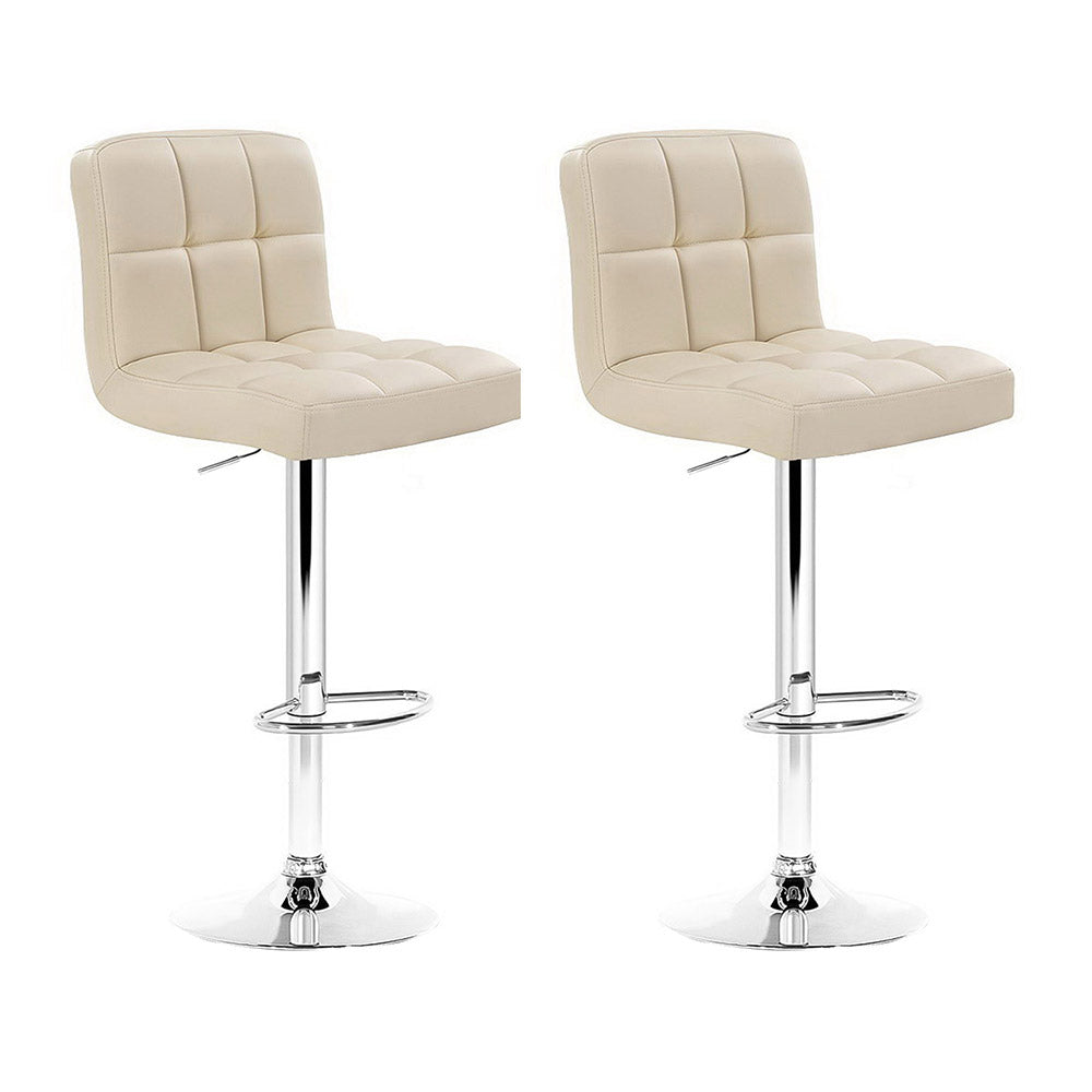 Layla (Set of 2) PU Leather Bar Stools - Beige - Homecoze