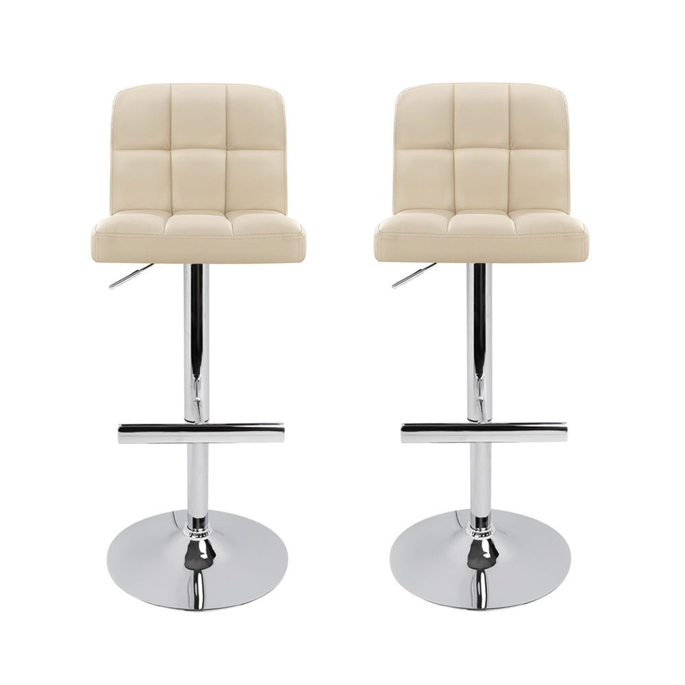 Layla (Set of 2) PU Leather Bar Stools - Beige - Homecoze
