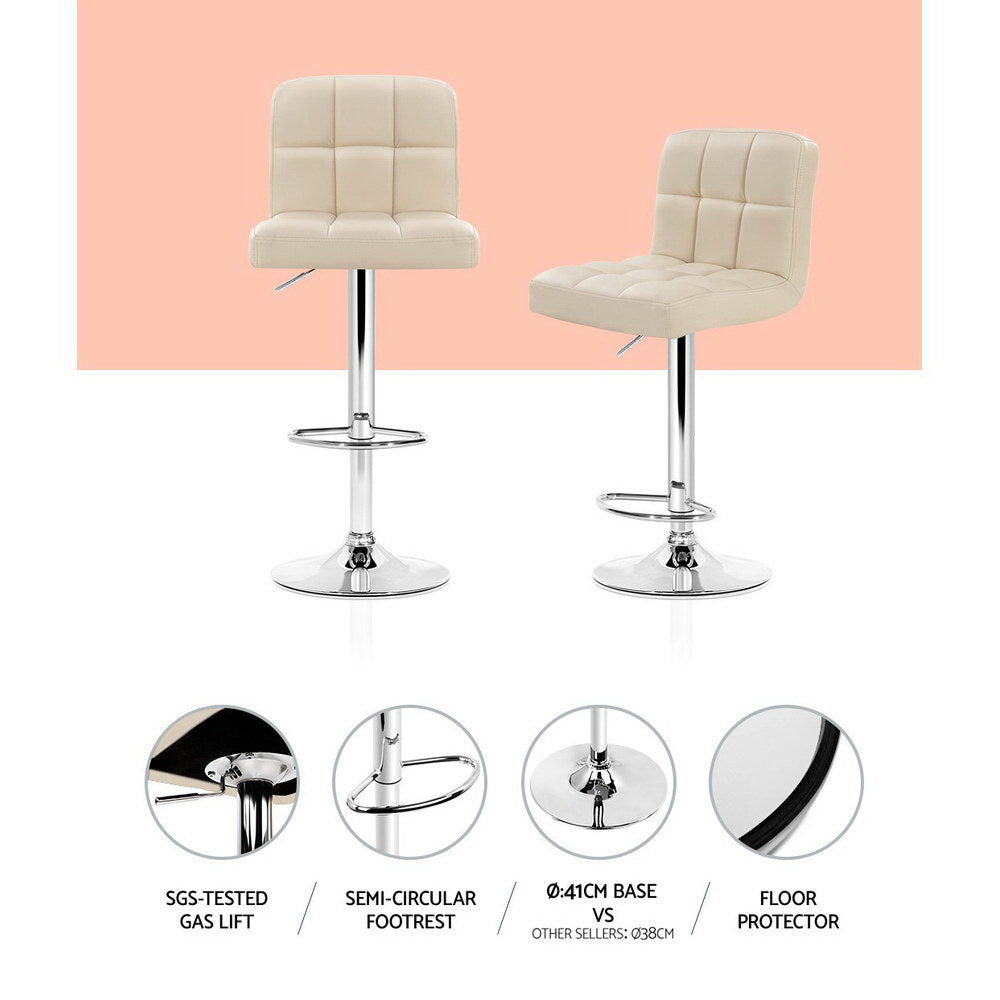 Layla (Set of 2) PU Leather Bar Stools - Beige - Homecoze
