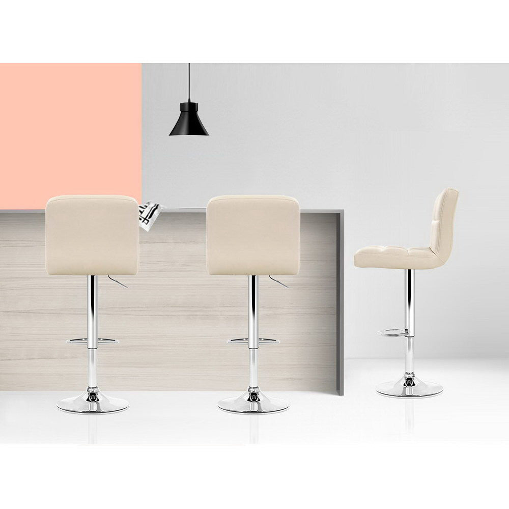 Layla (Set of 2) PU Leather Bar Stools - Beige - Homecoze