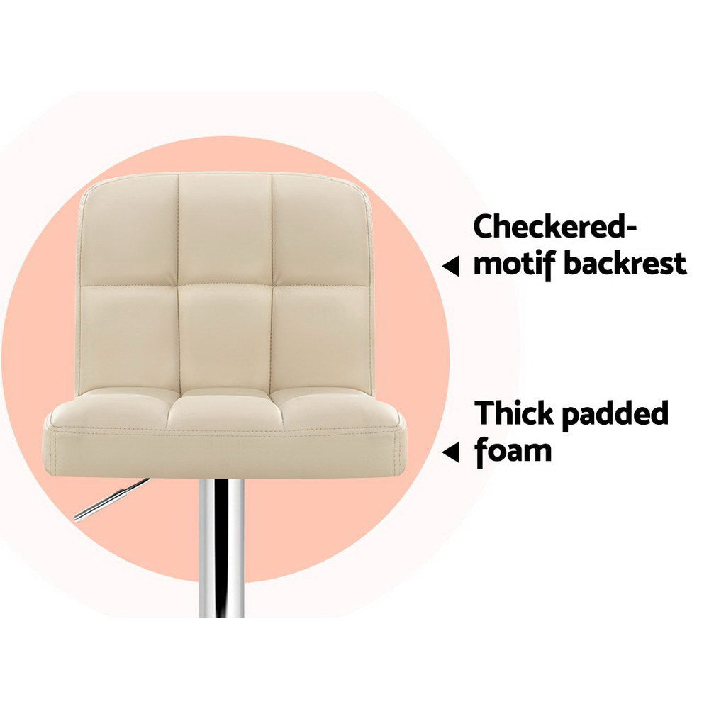 Layla (Set of 2) PU Leather Bar Stools - Beige - Homecoze